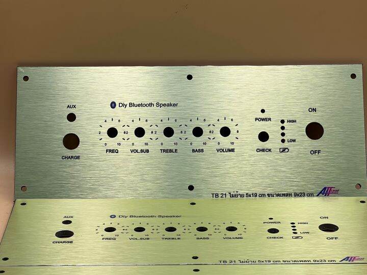 เพลทtb21ไม่ย้ายอลูมิเนียมสีทอง-ช่อง5-19-วัตแบตเม็ดไฟหนา4มิลพร้อมเซาะหลัง