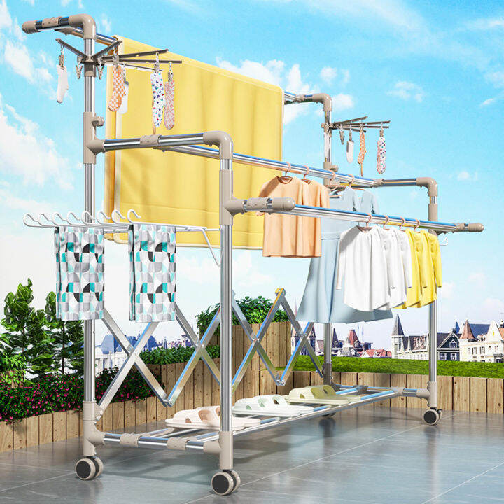 Stainless Steel Retractable Clothes Hanger Balcony Large Lifting