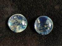 Blue Moonstone 4.16ct, 8.8X3.8 mm, round shape, 2 piece, 100% natural gemstone    มูนสโตนสีน้ำเงิน 4.16 กะรัต 8.8X3.8 มม. ทรงกลม 2 ชิ้น พลอยธรรมชาติ 100%