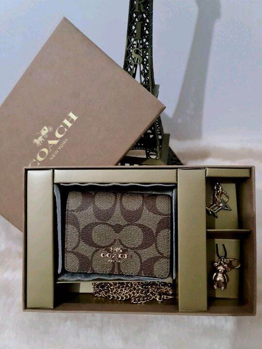 Original Boxed Mini Wallet on Chain in Blocked Signature Canvas Lazada PH