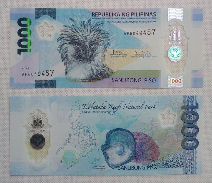 Philippines 1000 piso Polymer 2022 (UNCIRCULATED 100% Genuine Banknote ...