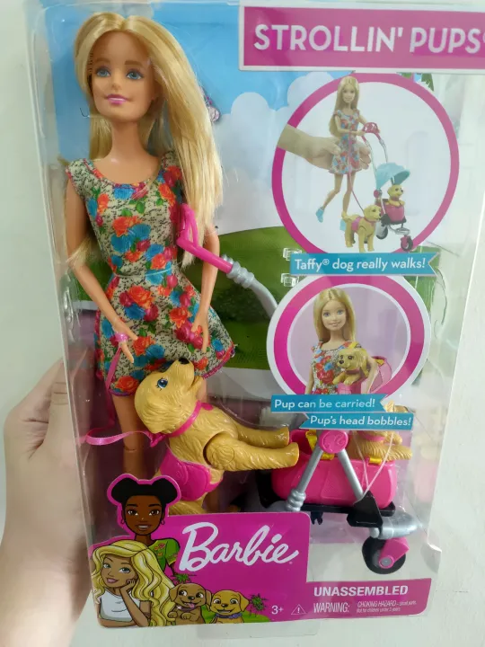 barbie strollin pups playset