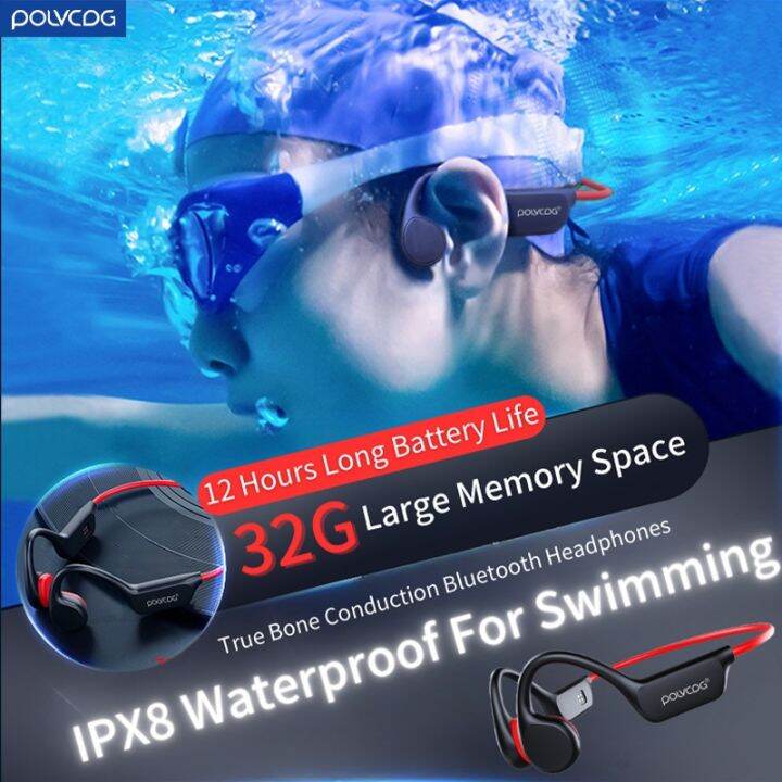 POLVCDG Bone Conduction Headset IPX8 32GB RAM 5 Bluetooth 5.3 Wireless ...