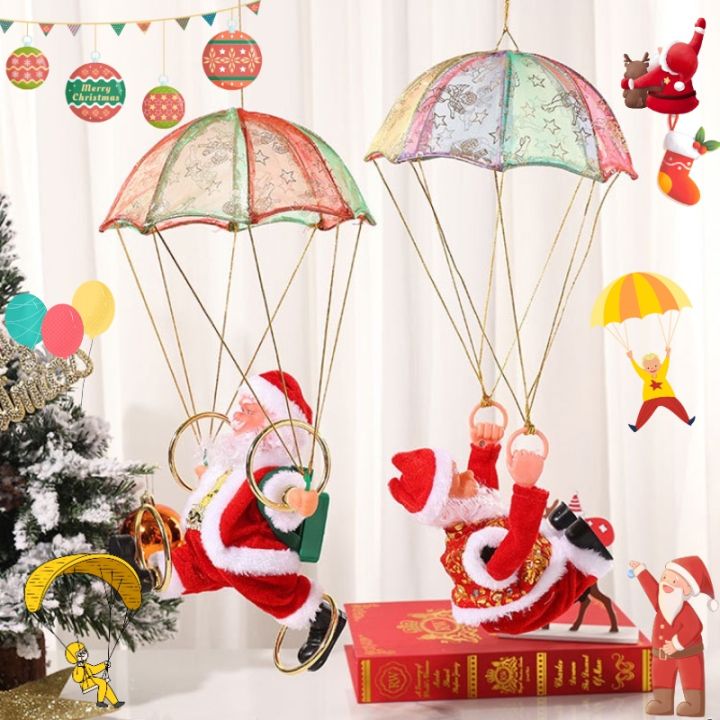 Electric Santa Parachute Tumbling Toy Kid Xmas Gift Creative Parachute ...