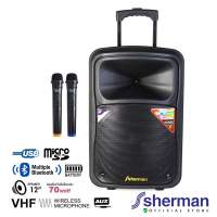 Sherman APS125 ลำโพงล้อลาก พร้อมไมค์ไร้สาย ขนาด 12 นิ้ว (Bluetooth)