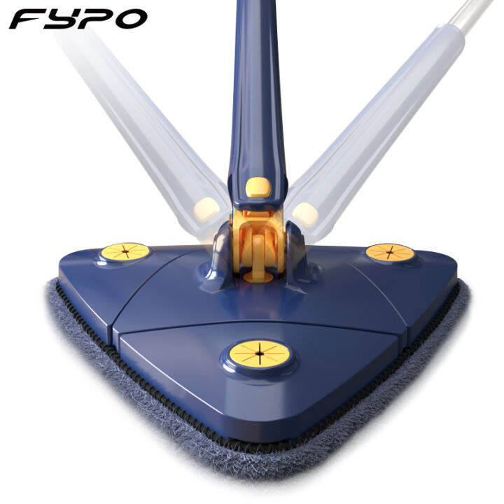 Fypo Telescopic Triangle Mop 360 Rotatable Cleaning Mop for Tub Tile