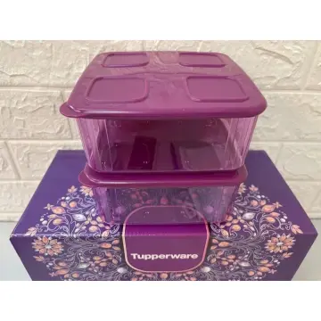 Tupperware Purple Fresh N Clear Clearmate Large 1.6L 2.5L Food Containers  Set