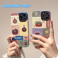 Wansheng เคสโทรศัพท์มือถือลายภาพวาดสีน้ำมันลายการ์ตูนมอนสเตอร์เค้กน่ารักสำหรับ iphone13promax iPhone 13เคสนิ่มซิลิโคนลายหนังกันกระแทกไอเดียสร้างสรรค์แบบใหม่สำหรับคู่รักผู้หญิงสำหรับ14Pro 12 14PM