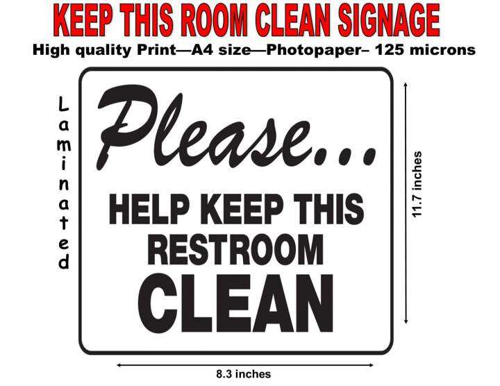 Please keep this restroom clean laminated Lazada PH
