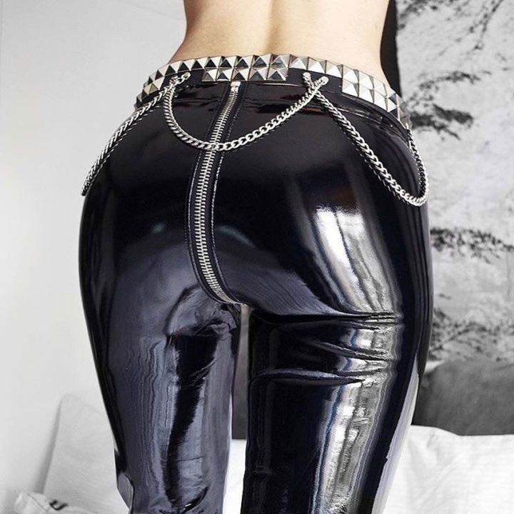 SEXY WOMEN WET Look PVC Leather Pants Boxer Shorts Zipper Crotch Underpants  £8.34 - PicClick UK