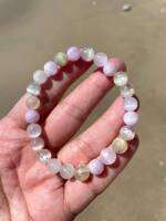 ? สร้อยหินคุนไซท์เม็ดหวานหวานๆใสๆหลากสีเกรดสวย ( Kunzite ) ??? สีม่วงอมชมพู Lilac มาจากแร่ Manganese