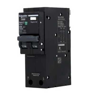 เมนเซอร์กิตเบรกเกอร์ AC กันไฟดูด/กันไฟรั่ว 2โพล 1 เฟส  Schneider Main Circuit Breaker RCBO 2 Pole QOvs 10kA