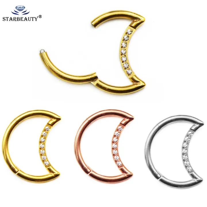 Titanium Piercing SHOWNICE Titanium Septum Clicker 16G Moon
