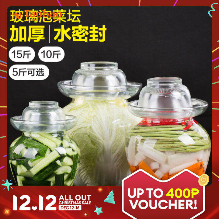 Jujiajia Transparent Glass Pickles Earthen Jar Kitchen Thickened