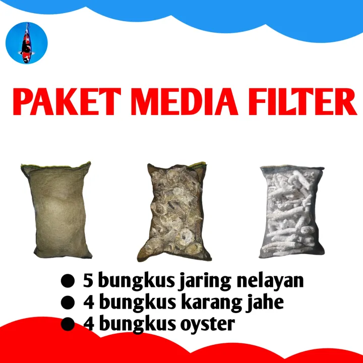 paket media filter kolam ikan koi jaring nelayan kerang oyster karang jahe Lazada Indonesia