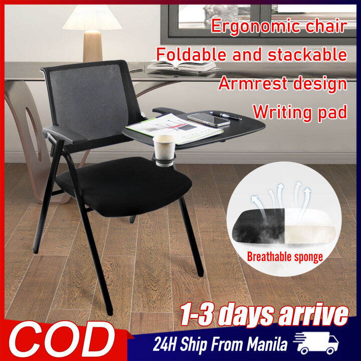 Office Chair and Table Set 2 in 1 Foldable Training Chair Ergonomic Integrated Chair Table