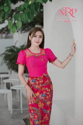 Myanmar dress # မြန်မာ၀မ်းဆက် ချည်ပါတိတ်အသားကောင်း ဇာစပ်၀ိုက်တွန့်ရင်ဖုံးအလှ   ကြာသီးပါတီဇိုင်းလေးအသင့်ဘယ္ဖုံးရပြီး စကပ်ထမိန်ဘ,ဖုံးသီးသန်ံ