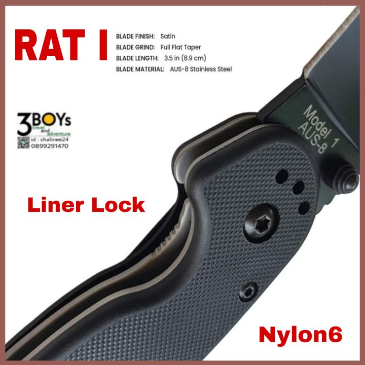 มีดพับ-ontario-แท้-รุ่น-rat-1-ใบมีด-ขนาดใหญ่-aus-8-หนา-2-9-mm-เปิดมือเดียว-frame-lock-แข็งแรง-ทนทาน