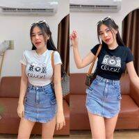 (พร้อมส่ง)?เสื้อครอปแขนสั้น สกรีนกล้อง น่ารัก