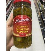 พริกจาลาปิโน หั่นดอง ในน้ำส้มสายชู ตรา เมซเซตต้า 473 Ml. Deli - Sliced Hot Jalapeno Peppers ( Mezzetta Brand ) เดลิ สไลซ์ ฮอท จาลาปิโน เปปเปอร์ส