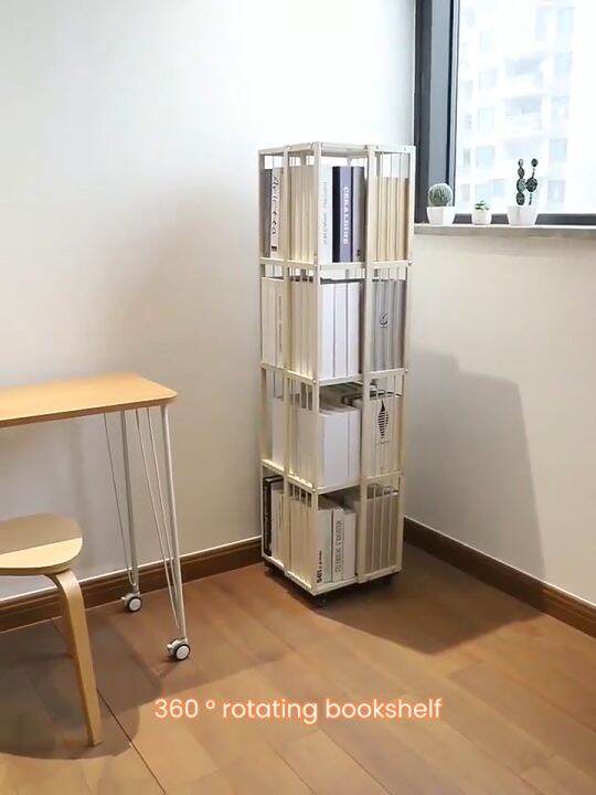 movable 360 rotate book shelf rack bookshelf with wheels