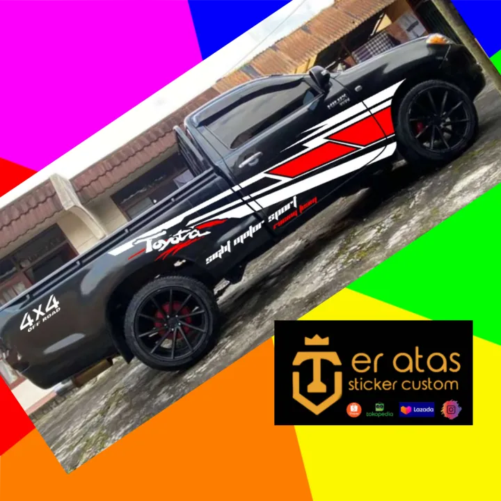 cutting sticker mobil HILUX SINGLE CABIN. hitam , STICKER FORD PICK UP