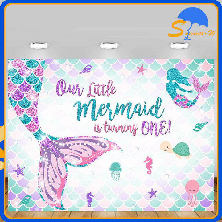 150 X 100 Cm Mermaid Banner/Mermaid Backdrop/Tema Putri Duyung Ulang