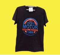 N•Art เสื้อยืดคอกลมสีดำ (vintage motor)