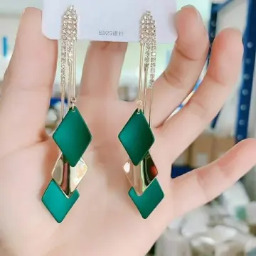 Buy Green Diamond Chand Bali Hanging Earrings online-KARAGIRI | FESTIVE  SALE – Karagiri Global