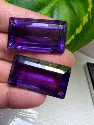 สีม่วง Amethyst Lab made 17X30 mm( มิลลิเมตร) อเมทิสต์ แล็บ AMETHYST LAB  95กะรัต ( 2 เม็ด) เกรดอย่าง ดี