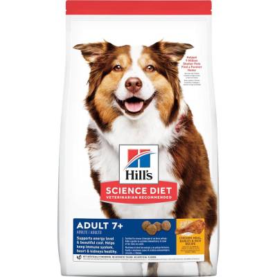 Hills Science Diet Adult 7+ Chicken Meal, Barley &amp; Rice Recipe, อาหารเม็ดสุนัข