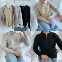 UMORE.FOR.MEN ✨พร้อมส่ง Polo knit sweater ฮิตมาก โปโลไหมพรม ผ้าใส่สบาย ทรงเกาหลีเกาใจ