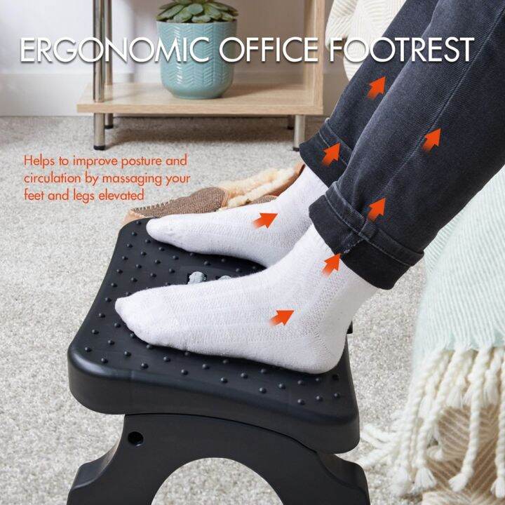 Under Desk Footrest Ergonomic Foot Stool with Massage Rollers MaxLoad