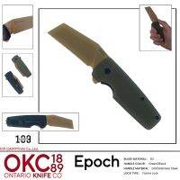 มีดพับ ONTARIO แท้ รุ่น EPOCH มีดแบบ FRAME LOCK ใบมีด D2 ความคมสูง ด้ามจับ GREEN G10/STAINLESS STEEL ที่แข็งแกร่ง