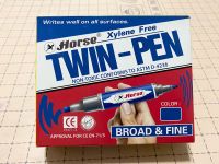 (12ด้าม)ปากกาเคมี2หัว ปากกาเคมี ปากกา2หัว Twin Pen ตราม้า