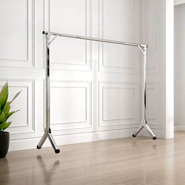 【evPve】Clothes Rack Floortoceiling Stainless Steel Folding Clothes