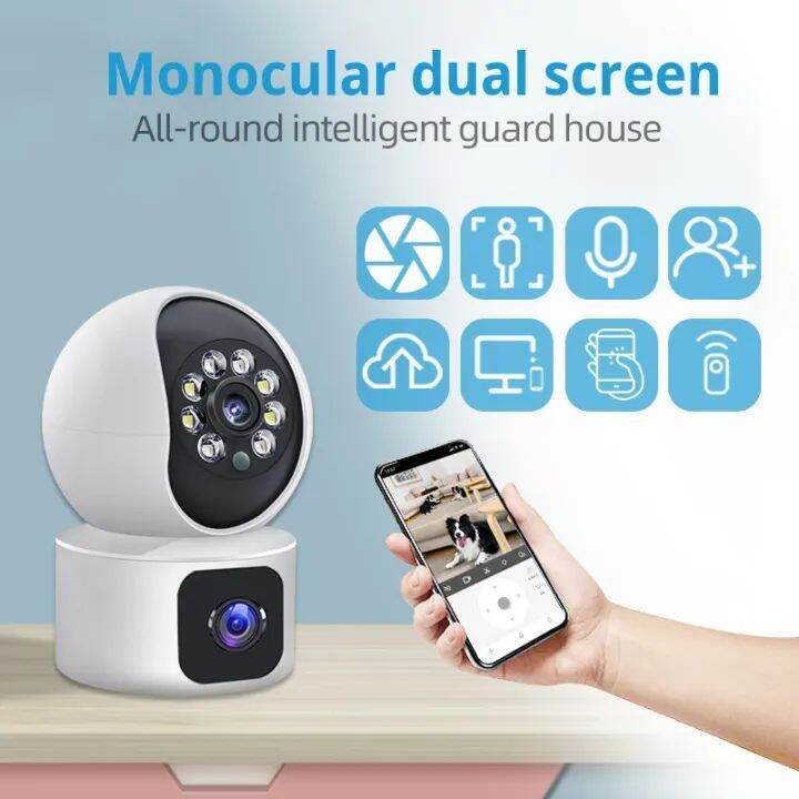 Samsung 8MP V380 Pro กล้องวงจรปิด Dual Lens ซื้อ 1 แถม 1 Dual Screens IP Camera WIFI connect to