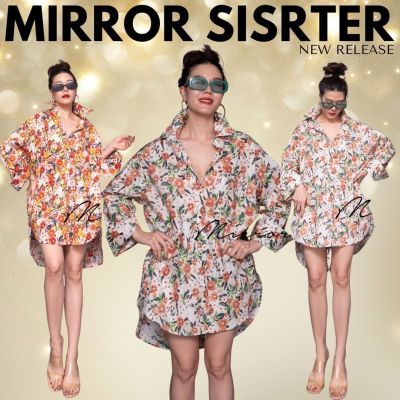 🏷️Mirrorsister #30131.2 เดรสเชิ้ตทรงโคร่งลายดอกไม้ มินิเดรส เดรสลายดอก ชุดไปเที่ยว ชุดใส่สบาย