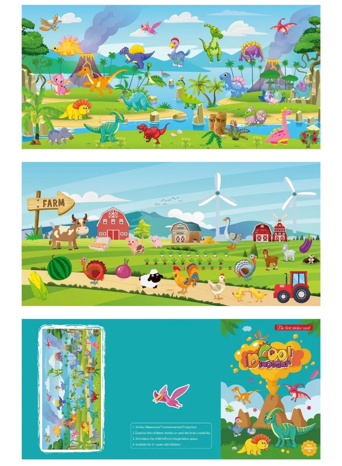 New Kids Reusable Sticker Book Multiple Scenarios Cartoon DIY