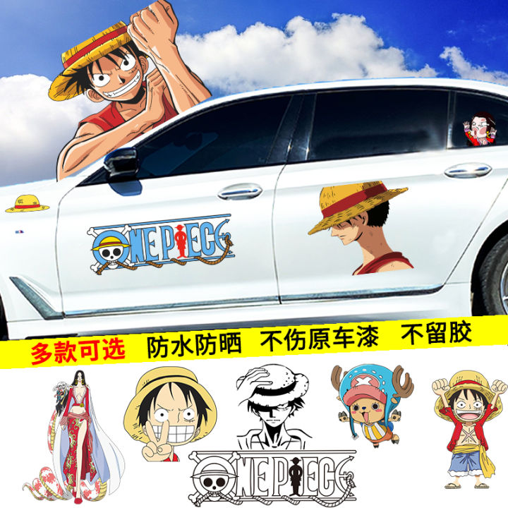 Car Personalized Modified Car Stickers One Piece Cartoon Cartoon Luffy  Rearview Mirror Stickers Creative Net Red Decorative Car Door Stickers |  Lazada