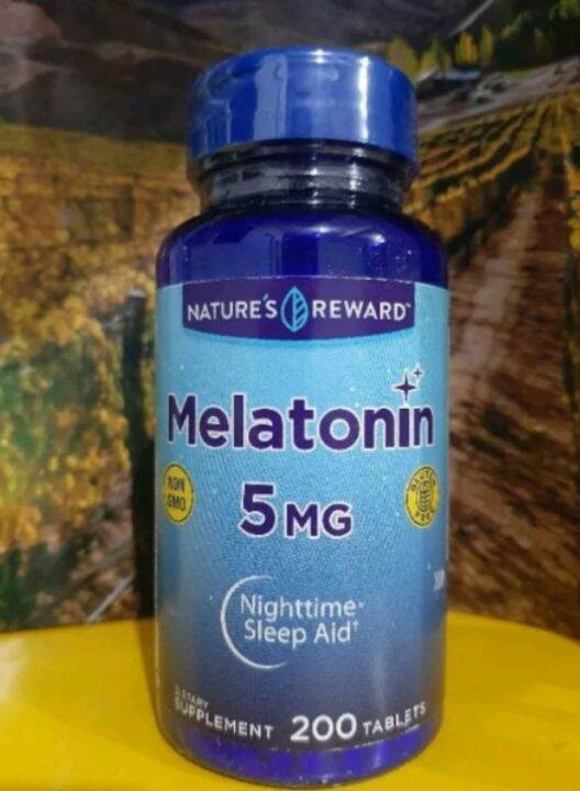 Melatonin 5mg 200 tablets EXPIRY August 2024 Nature's Reward Promotes Restful Sleep Nighttime