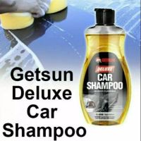 Getsun Deluxe Car Shampoo ผลิตภัณฑ์ล้างรถ ทำความสะอาดและเคลือบเงาในขั้นตอนเดียว โดยไม่ทำลายสีรถ มีส่วนผสมของแว็กซ์ เพิ่มความเงางามให้กับสีรถ