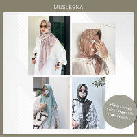 [MUSLEENA] MONOGRAMIC SCARF . 4 Colours . ผ้าพันคอ ผ้าคลุมผม ลายโลโก้มัสลีนา เนื้อผ้าพรีเมี่ยม พิมพ์แบบปลอดสาร บรรจุในกล่องแข็ง พร้อมการ์ด