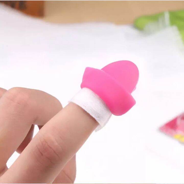 ชิลิโคนสวมนิ้ว-ชิลิโคนสวมล้างสีเจล-ปลอกสวมทับสำลี-5pcs-set-silicone-nail-art-soak-off-cap-reuseable-uv-gel-polish-varnish-remover-clean-degreaser-clip-wraps-rubber-manicure-tools