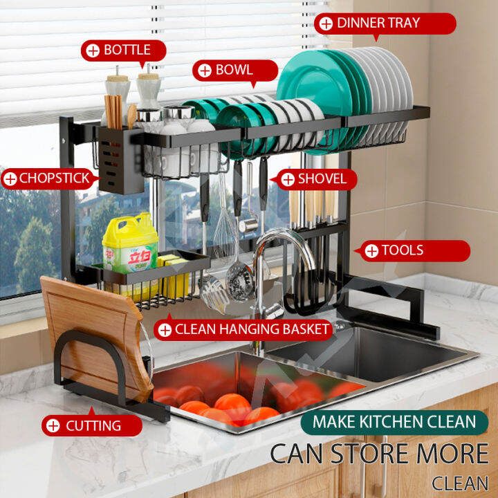 Drain Rack 2 layer plating Stainless Steel Kitchen Shelf Rack