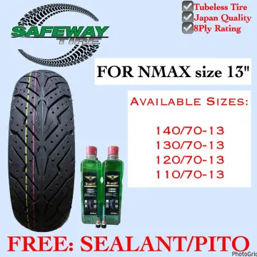 R8 TUBELESS TIRE 100/80X14 (9861-209) WITH SEALANT AND PITO