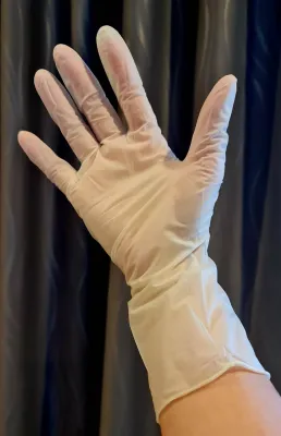 ถุงมือยาง PVC กันสารเคมี ทนสารเคมี สำหรับน้ำยาขจัดคราบน้ำ