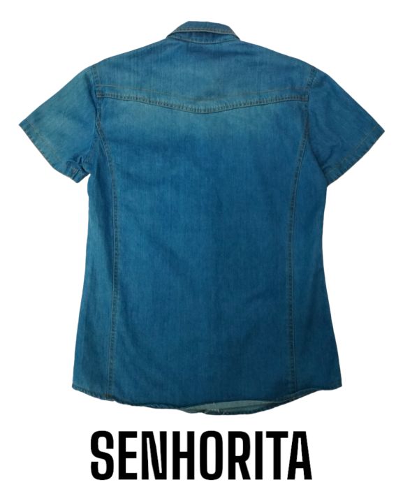 เสื้อsenhoritaเชิ้ตมือสองไซด์lรอบอก38นิ้วความยาว28นิ้วไหล่17นิ้วแขน7นิ้ว