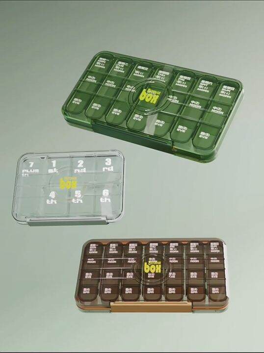 OKAY 7/21/28 Grids Weekly Portable Travel Waterproof Pill Case