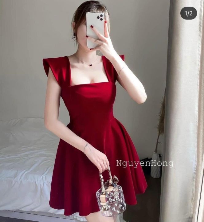Váy Nhung Đỏ  Đỏ